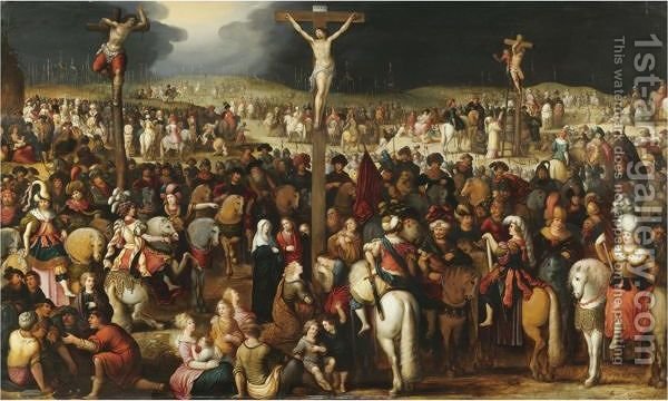 600x360 The Crucifixion On Mount Calvary Louis De Caullery Reproduction - Calvary Painting
