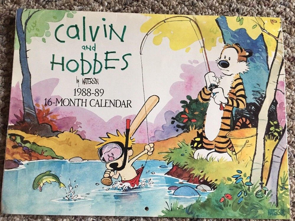 999x749 Vintage Calvin And Hobbes 1988 89 16 Month Calendar Rare Htf Bill - Calvin And Hobbes Painting