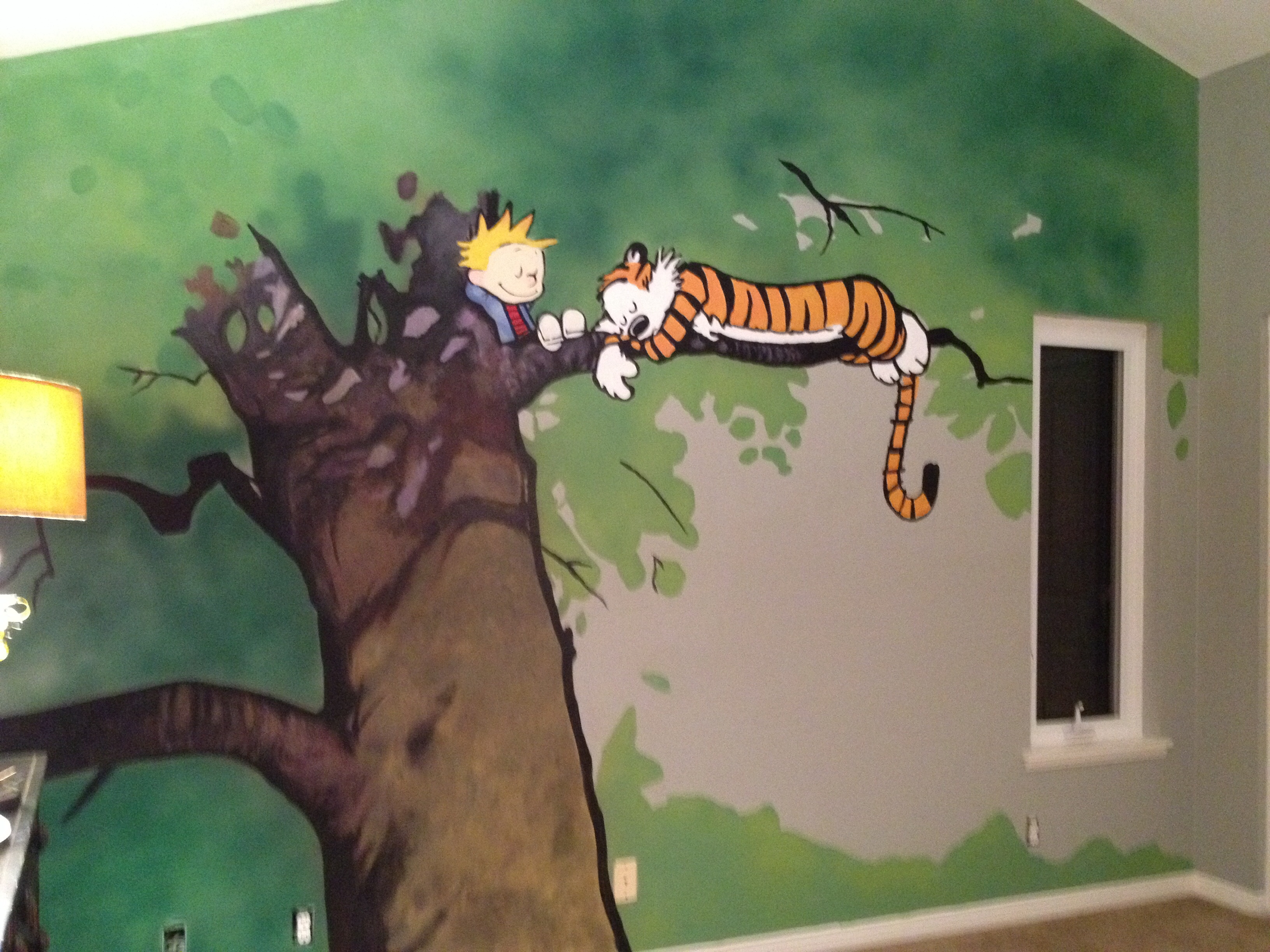 3264x2448 Calvin And Hobbes Mural Lauri Robertson - Calvin Hobbes Painting