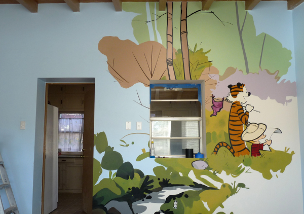 600x422 Calvin And Hobbes Wall Painting Cv Of Justin Lang - Calvin Hobbes Painting