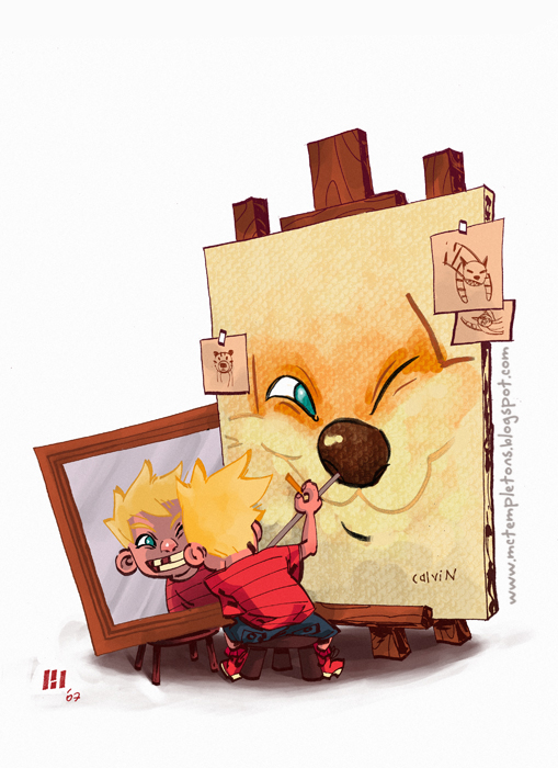 509x700 Nostalgic Calvin And Hobbes Fan Art - Calvin Hobbes Painting