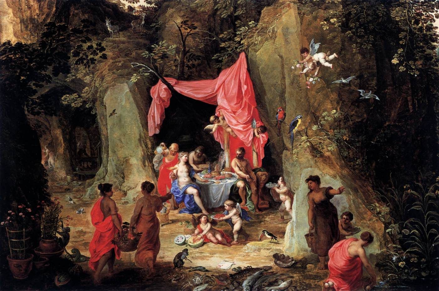 1400x929 Odysseus As A Guest Of The Nymph Calypso. 1616, Hendrick Van Balen - Calypso And Odysseus Painting