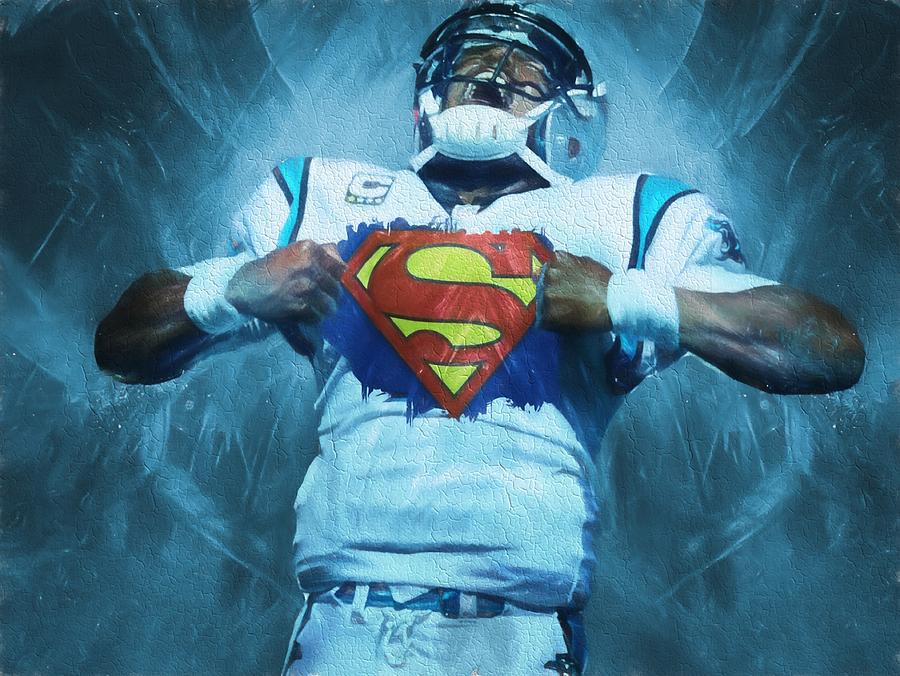 900x676 Cam Newton Superman Painting By Dan Sproul - Cam Newton Painting