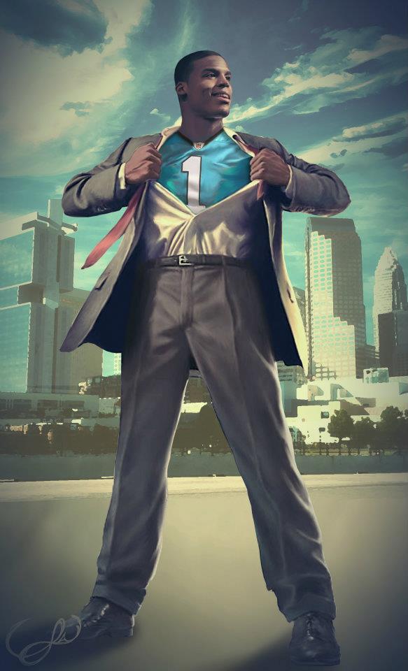 583x960 Cam Newton Painting Has Blessed Individual As Carolina Superman - Cam Newton Painting
