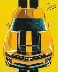 240x300 Framed Paint By Numbers Kit Chevrolet Camaro Bumblebee Painting - Camaro Painting