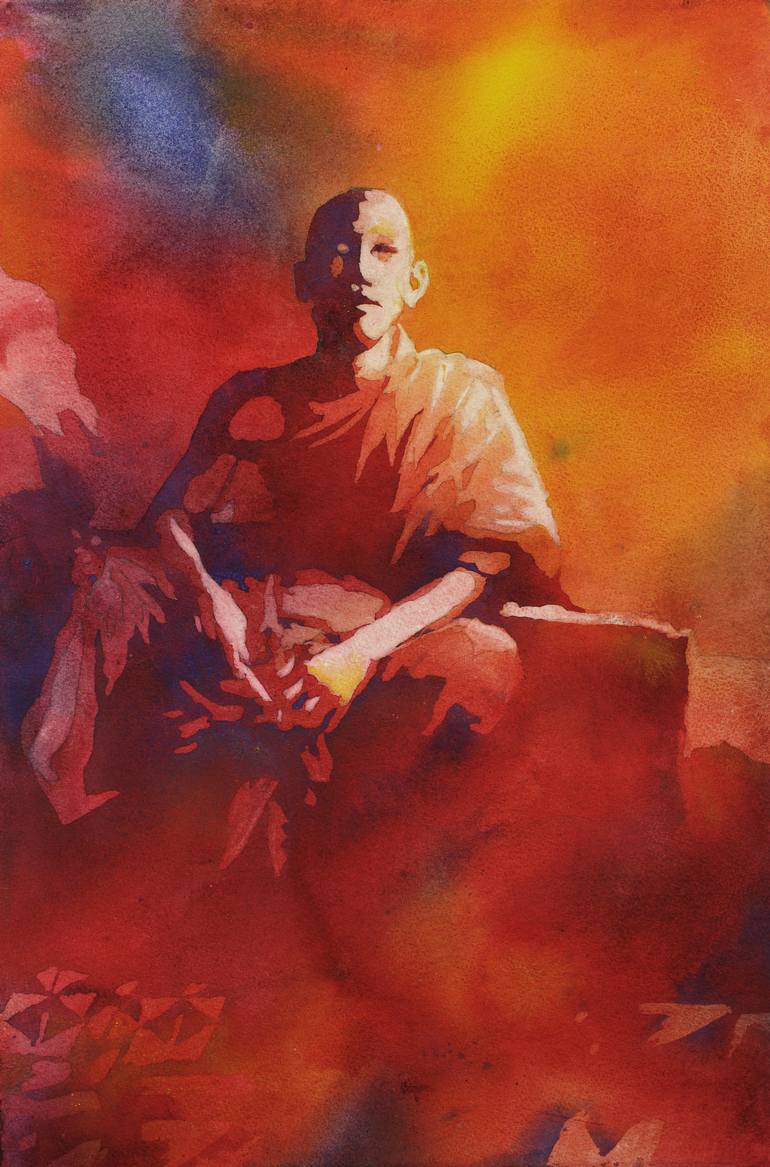 770x1167 Saatchi Art Buddhist Monk Inside Residence In The City - Cambodia Painting
