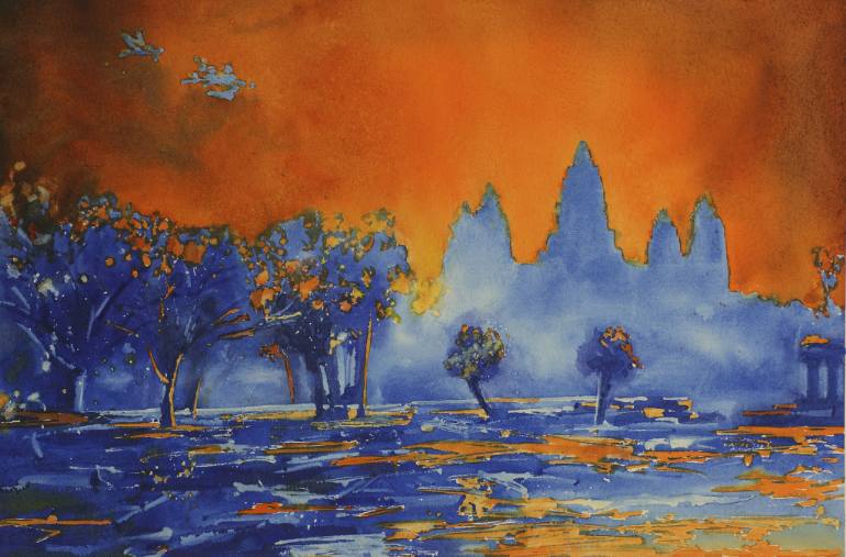 770x507 Saatchi Art Fine Art Watercolor Painting Of Prangs Of Ruined - Cambodia Painting