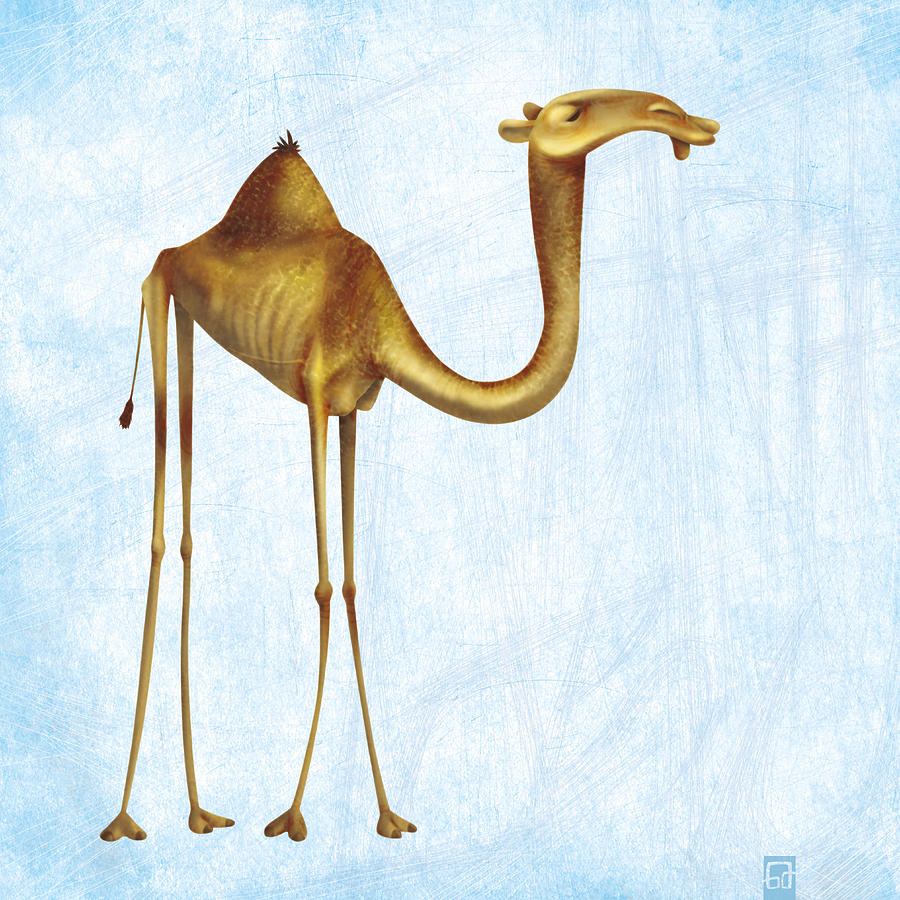 900x900 Camel On Blue Background Painting By Gorka Aranburu - Camel Painting