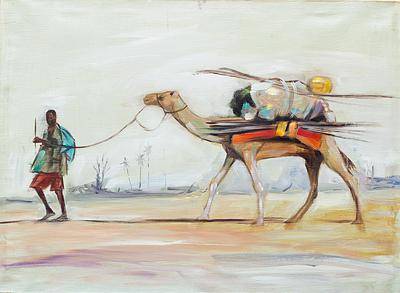 400x293 Signed Impressionist Painting Of A Man With A Camel - Camel Painting