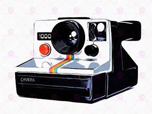 300x225 Photo Painting Retro Style Polaroid Camera Cool Large Art Print - Camera Painting