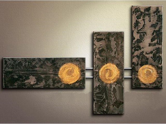 640x478 Huge 3 Panel Wall Art Pictures Hand Painted Abstract Geometric Oil - Camouflage Painting