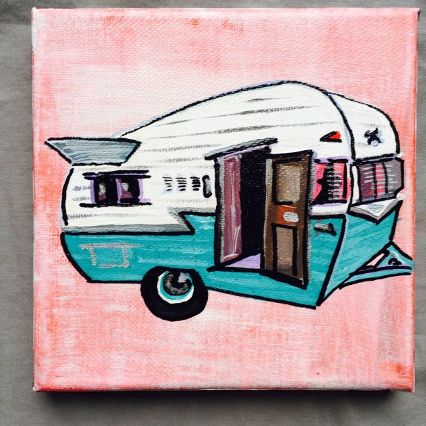 613x613 Original Vintage Camper Painting Aftcra - Camper Painting