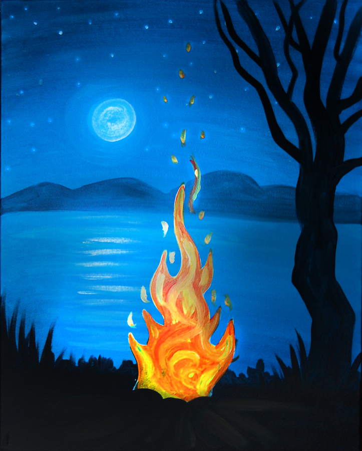 723x900 Dave's Of Milton 61318 Paint Nite Event - Campfire Painting