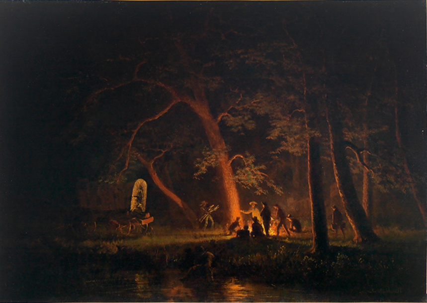 859x609 Filecampfire (Albert Bierstadt), 1863.jpg - Campfire Painting