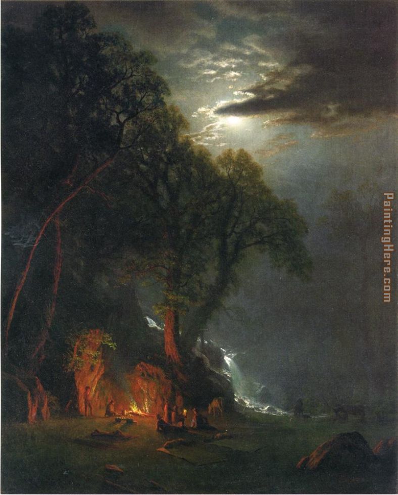 788x980 Albert Bierstadt Campfire Site Yosemite Painting Anysize 50% Off - Campfire Painting