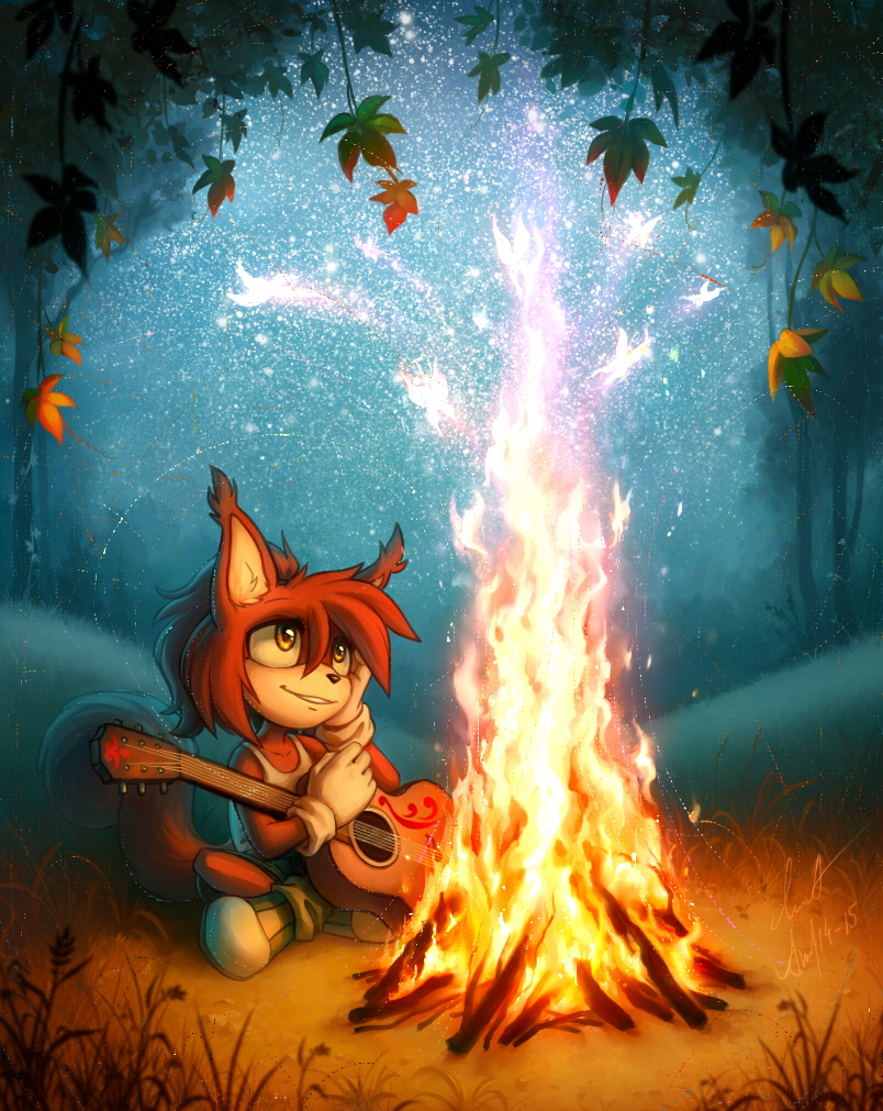 Ann nick. Костер арты. Энн у костра. Campfire Art. МЛП арт вечер у костра.