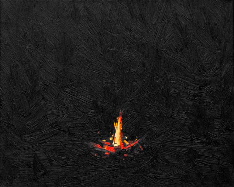 770x616 Saatchi Art Campfire 12 September 2049 Painting By Robert Motelski - Campfire Painting
