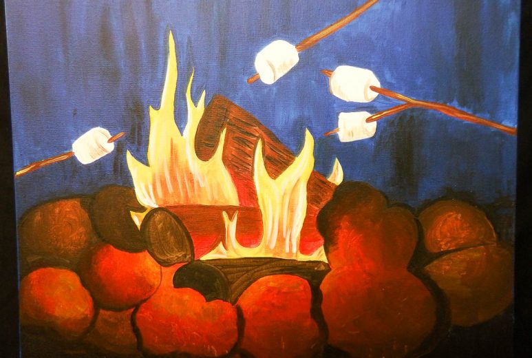 773x520 Toasty Campfire Canvas Paint - Campfire Painting