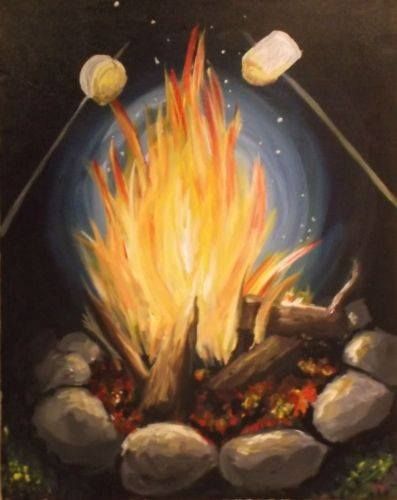397x500 Campfire Smores Painting Making Camping And Hiking Awesome - Campfire Painting