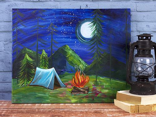 500x376 By The Campfire Painting - Campfire Painting
