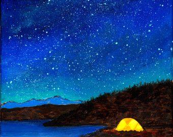 340x270 Camping Under The Stars Wood Burning And Acrylic Painting - Camping Painting