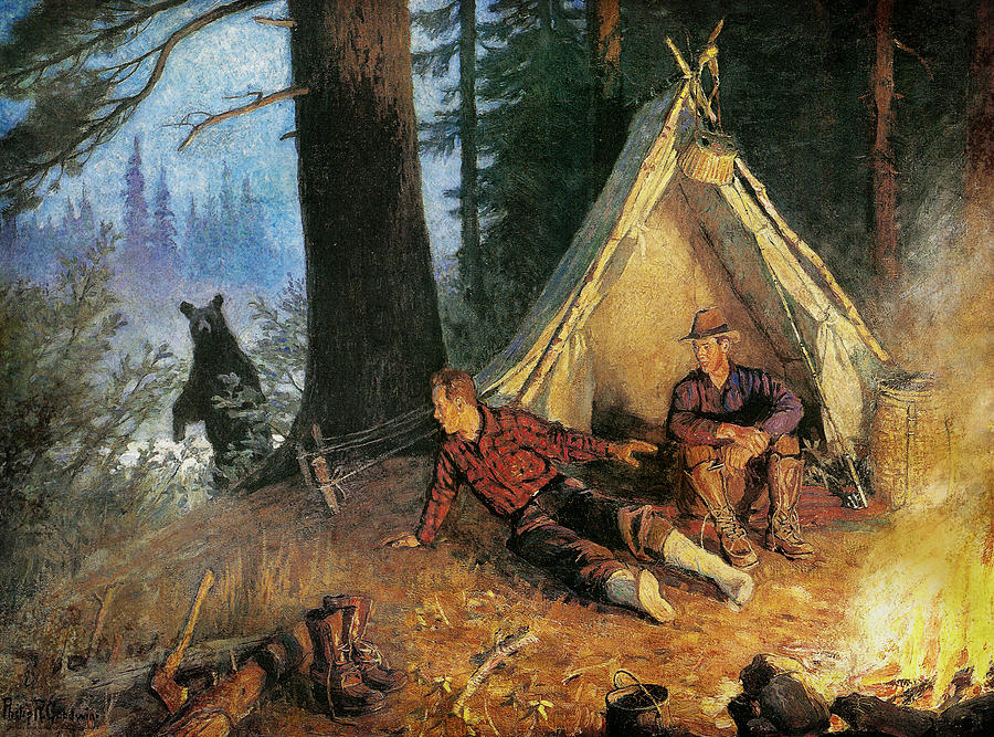 900x667 Its A Bear Painting By Jq Licensing - Camping Painting