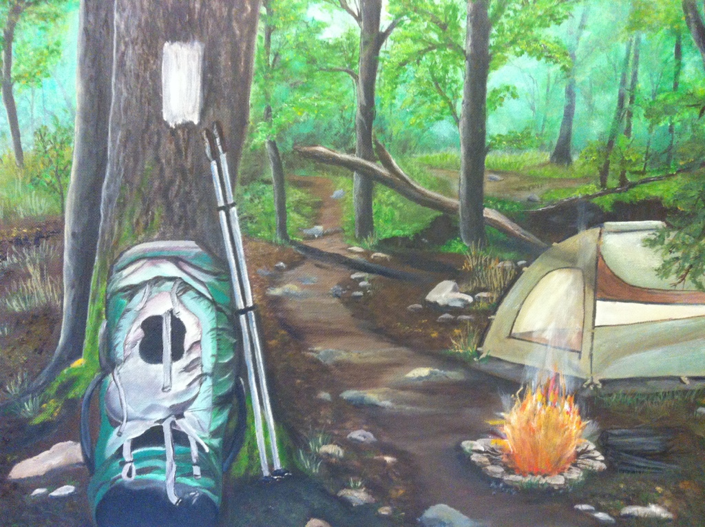 1024x765 Oil Painting Bootsbikespaddles - Camping Painting