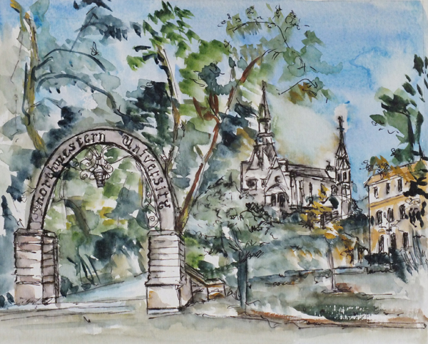 600x483 Contemporary Artists Of Illinois Northwestern University Gate - Campus Painting