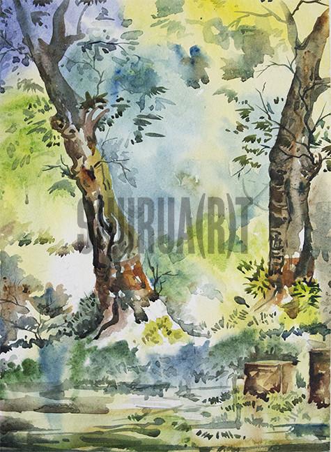 475x648 Painting Of Trees Inside Banaras Hindu University Campus Shurua(R)t - Campus Painting