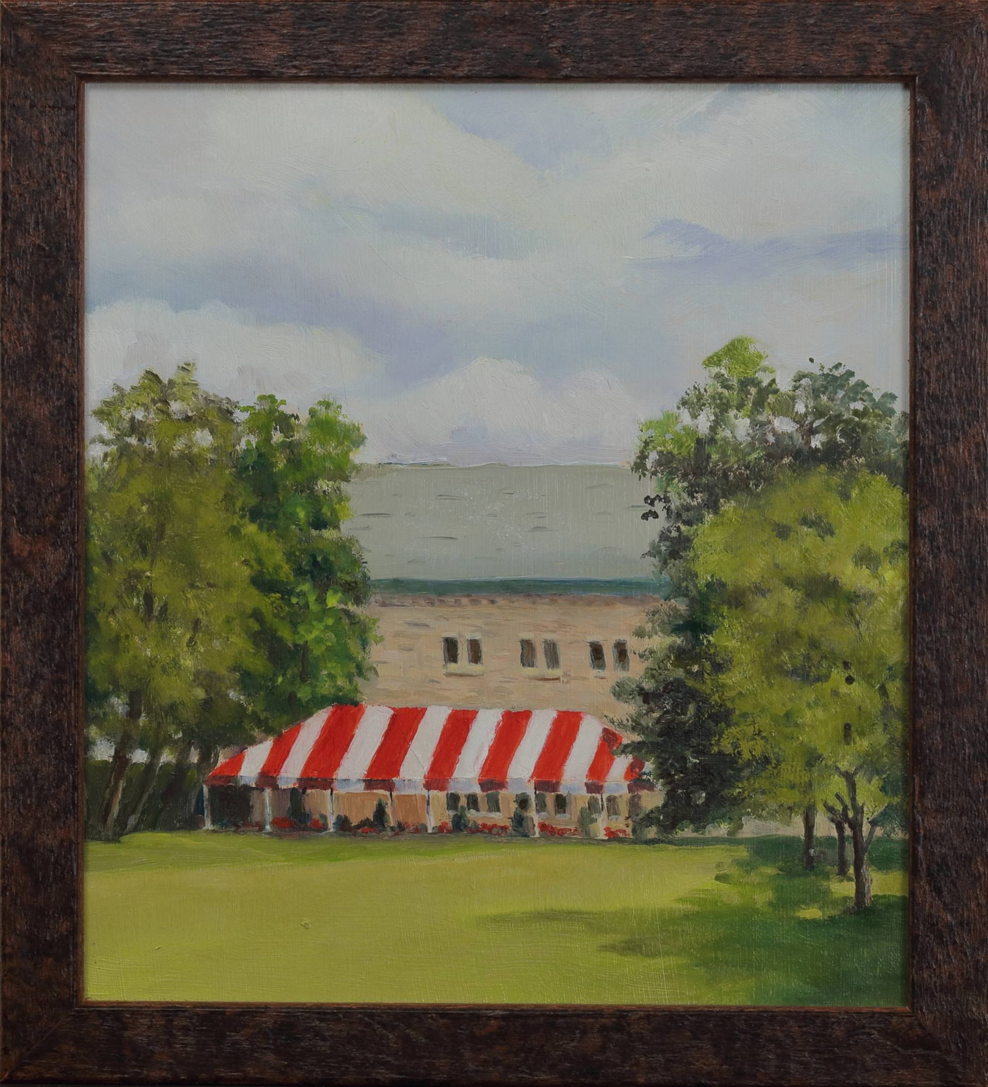 1920x2114 Saatchi Art Red Amp White Tent On Campus Painting By Yelena Polyanskaya - Campus Painting