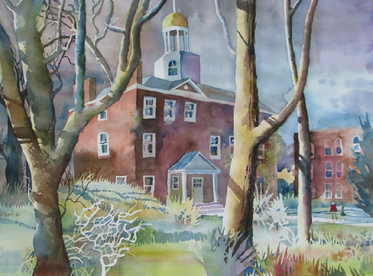 540x400 Bob Caffrey Watercolors - Campus Painting