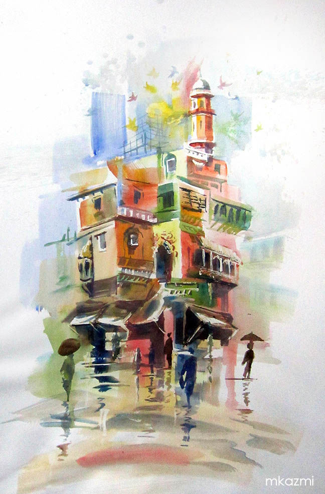 648x986 Rainy Lahore.jpg (Mkazmi) - Campus Painting