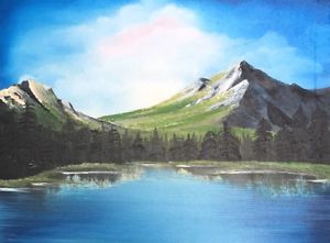 300x221 Original Oil Painting Mountains Bob Ross Style On Canvas 16x20 - Can I Buy A Bob Ross Original Painting