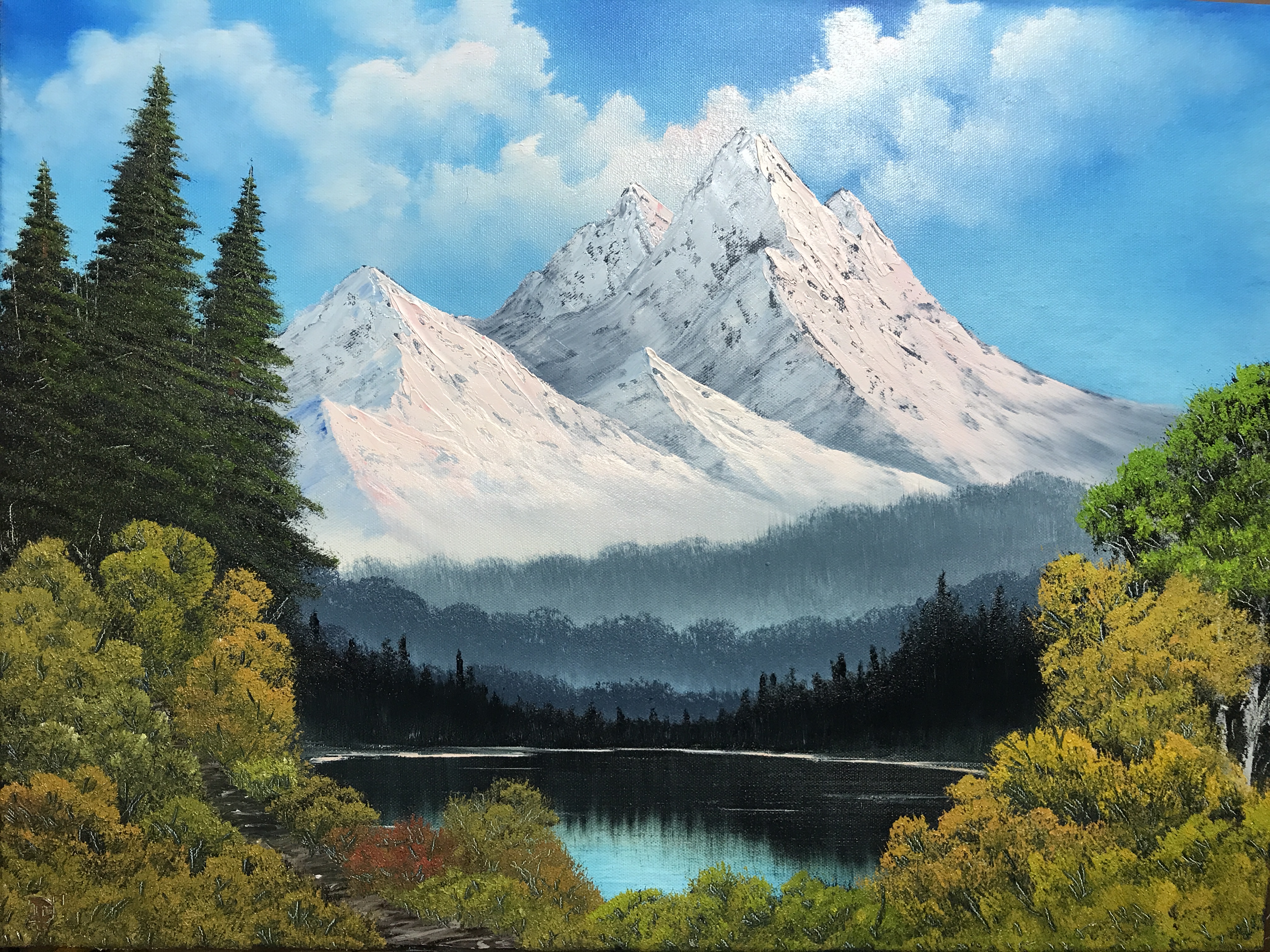 4032x3024 Towering Peaks, Original Painting Based Off Of Bob Ross Season 10 - Can I Buy A Bob Ross Original Painting