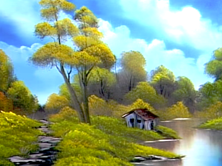 450x337 Lakeside Cabin - Can You Buy Original Bob Ross Painting