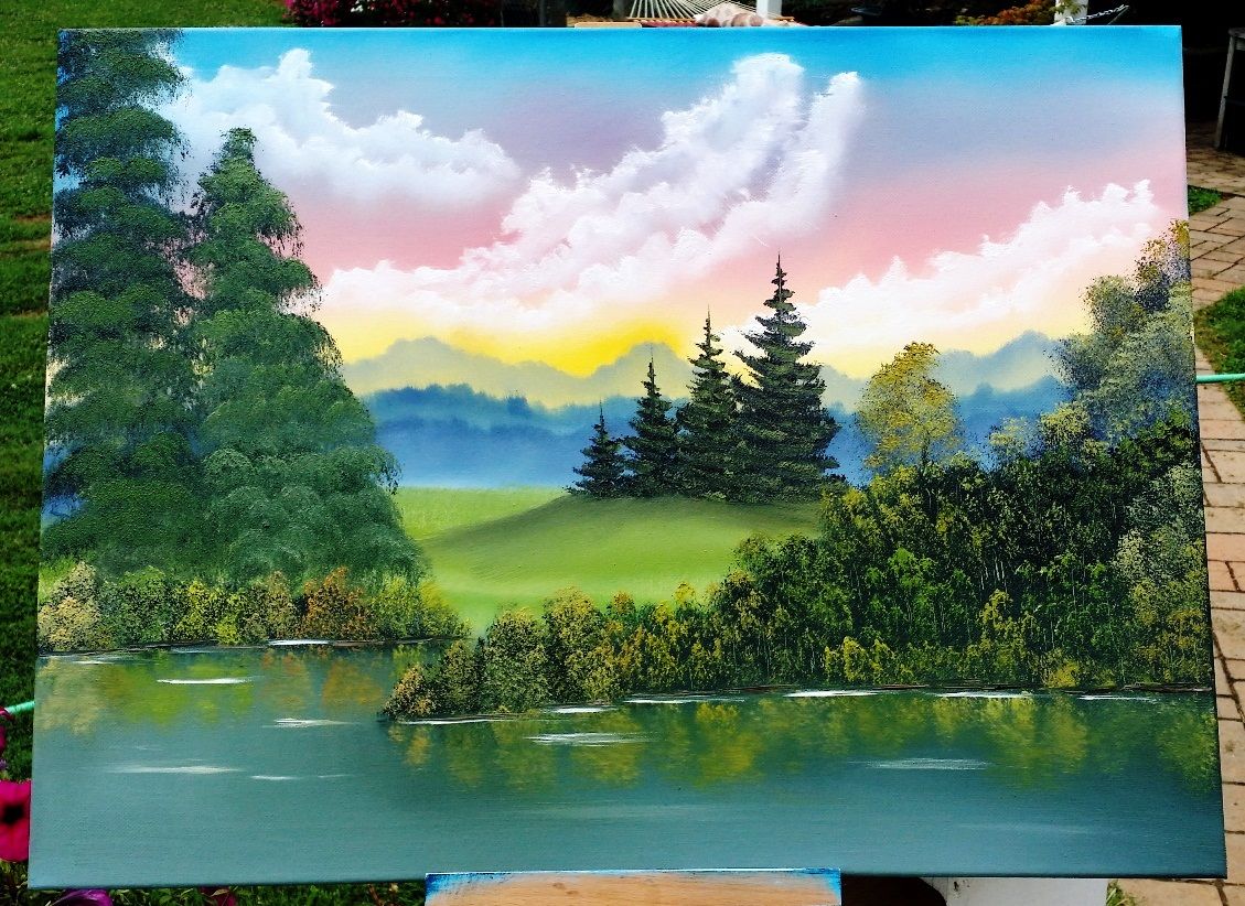1129x822 A Landscape In The Tradition Of Bob Ross. Hope You Enjoy - Can You Buy Original Bob Ross Painting