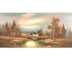 282x235 Bob Ross Large Original Oil Painting Signed - Can You Buy Original Bob Ross Painting