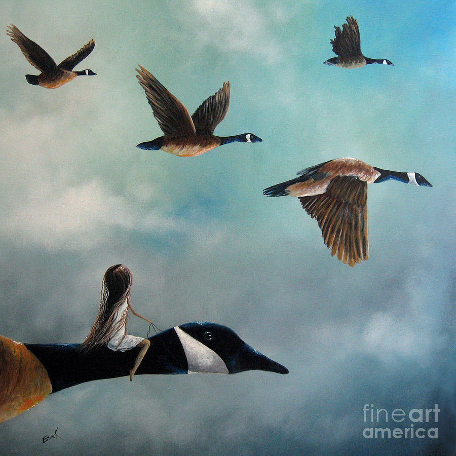 900x900 Queen Of The Canada Geese By Shawna Erback Painting By Artisan Parlour - Canada Goose Painting