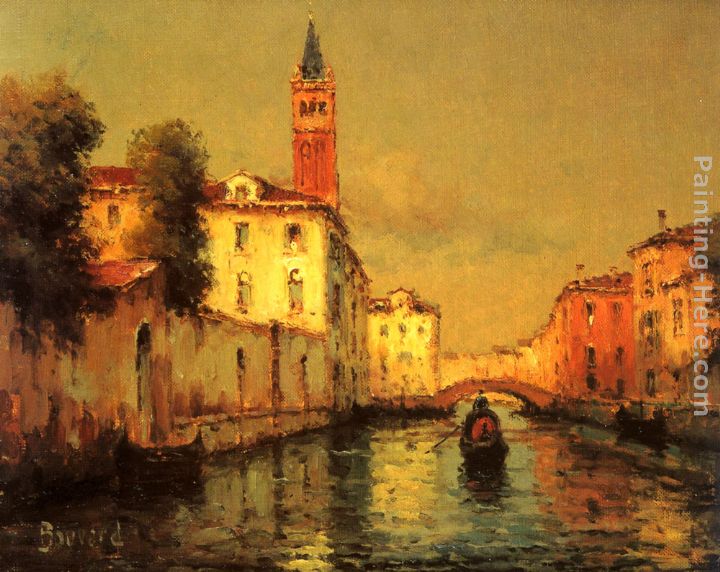 720x572 Noel Bouvard Gondola On A Venetian Canal Painting Anysize 50% Off - Canal Painting