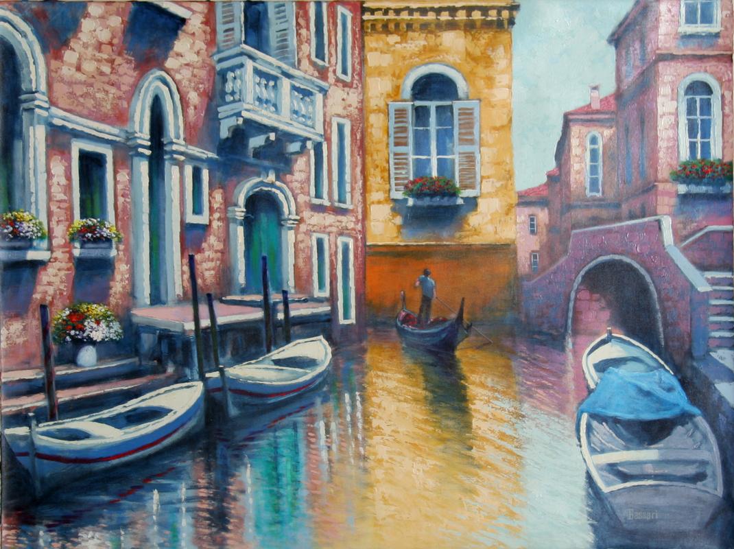 1070x800 Bassari, Venice Canal, Painting - Canal Painting