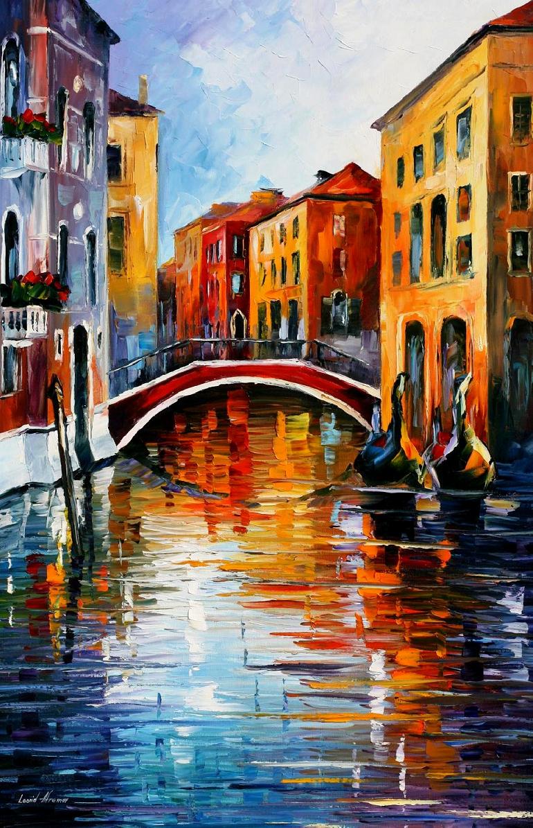 770x1195 Canal In Venice Palette Knife Oil Painting On Canvas By Leonid - Canal Painting