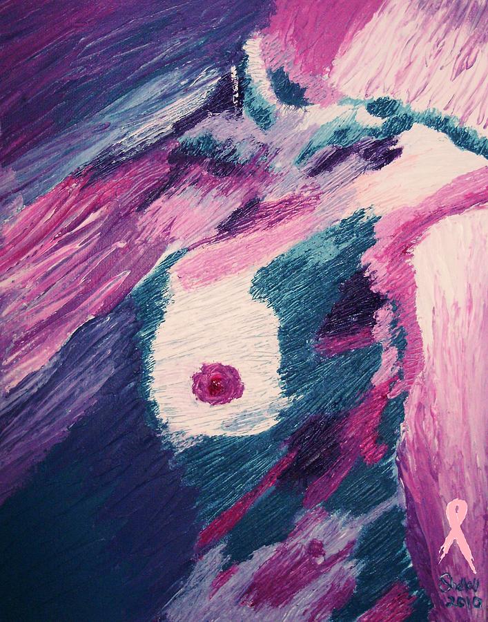 707x900 She Lives Breast Cancer Awareness Painting By Shelley Bain - Cancer Painting