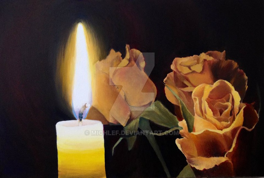 900x607 Candlelight Painting By Michlef - Candle Light Painting