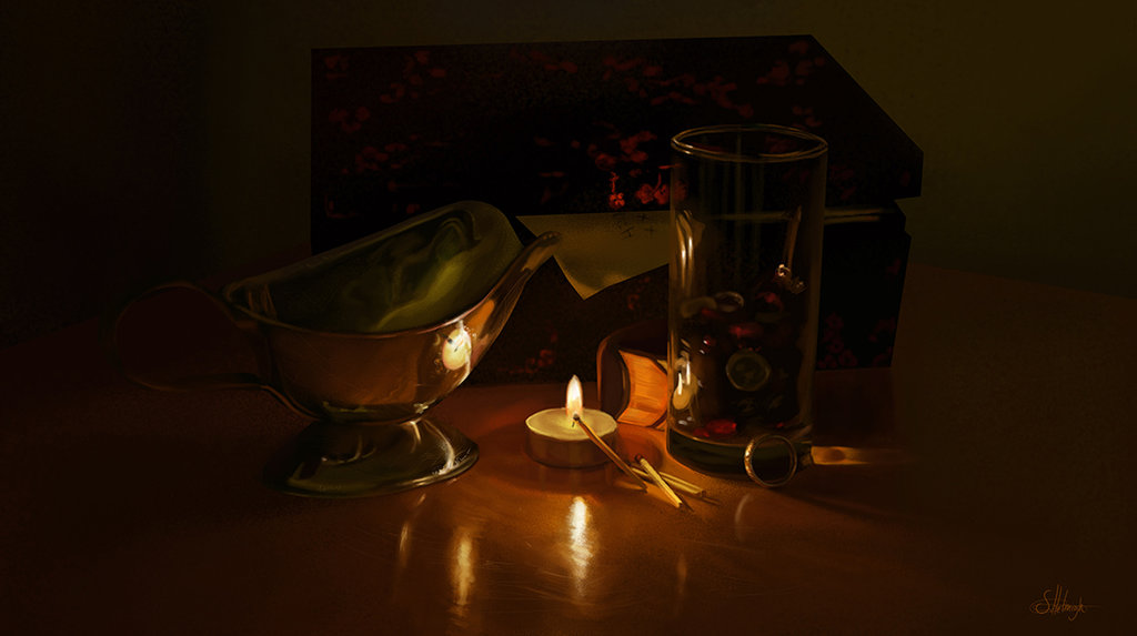 1024x573 Candlelight Stilllife By Suzanne Helmigh - Candle Light Painting