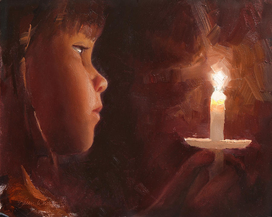 900x720 Let Your Light Shine Girl And Candlelight Service Painting By - Candle Light Painting