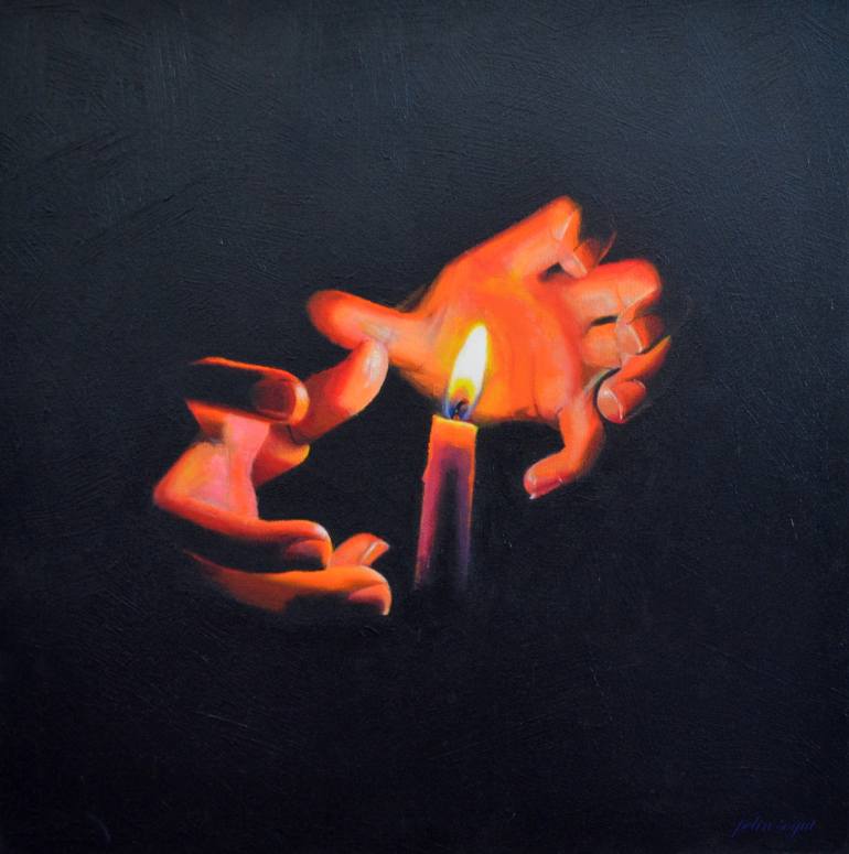 770x775 Saatchi Art Candle Light Painting By Pelin Sogut - Candle Light Painting