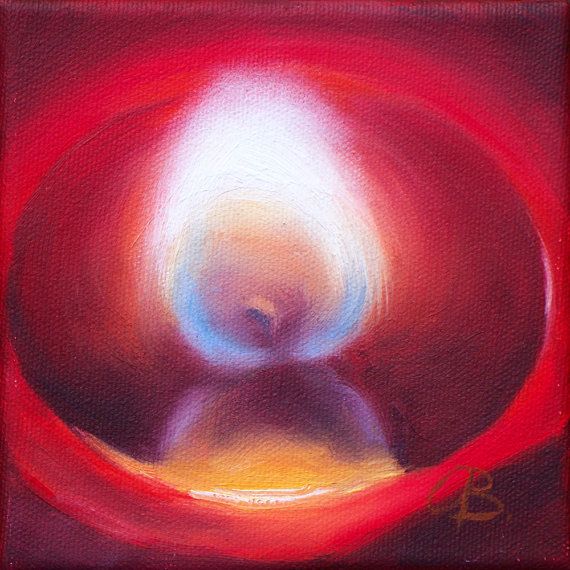 570x570 Red Candle Painting, Small Original Oil Painting, Still Life Wall - Candle Painting