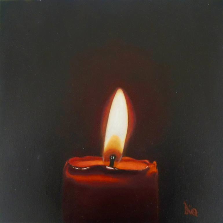 770x770 Saatchi Art Red Candle Painting By Jasmine Diez - Candle Painting