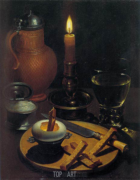 463x592 Still Life With Candle Von Wedig Painting Reproduction 886 - Candle Painting