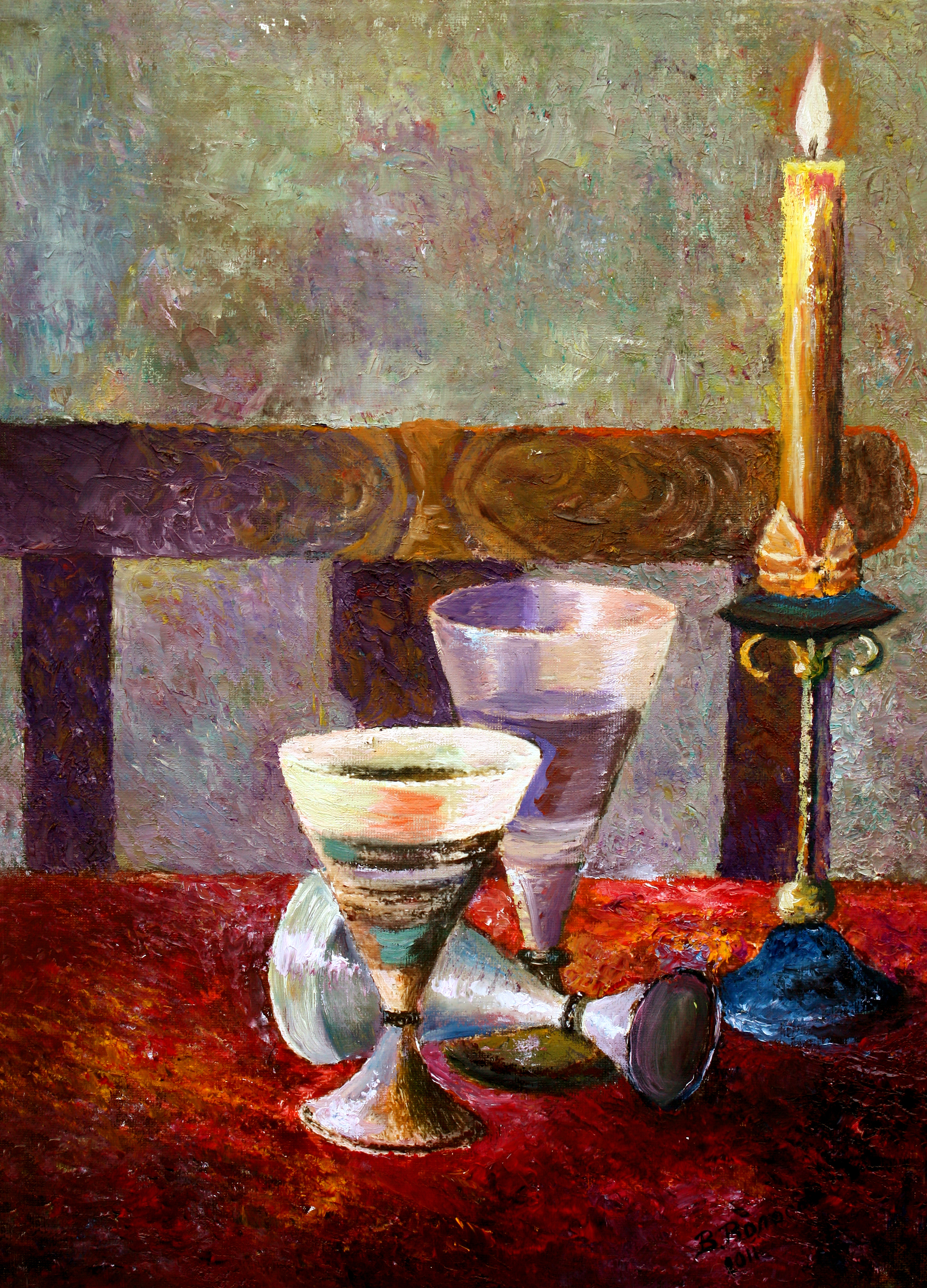 2570x3572 Vladimir Volosov Artwork Candle On The Table Original Painting - Candle Painting